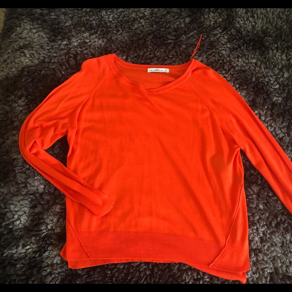 Zara Large Orange Knit Sweater